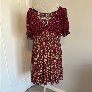 Floral Burgundy Dress